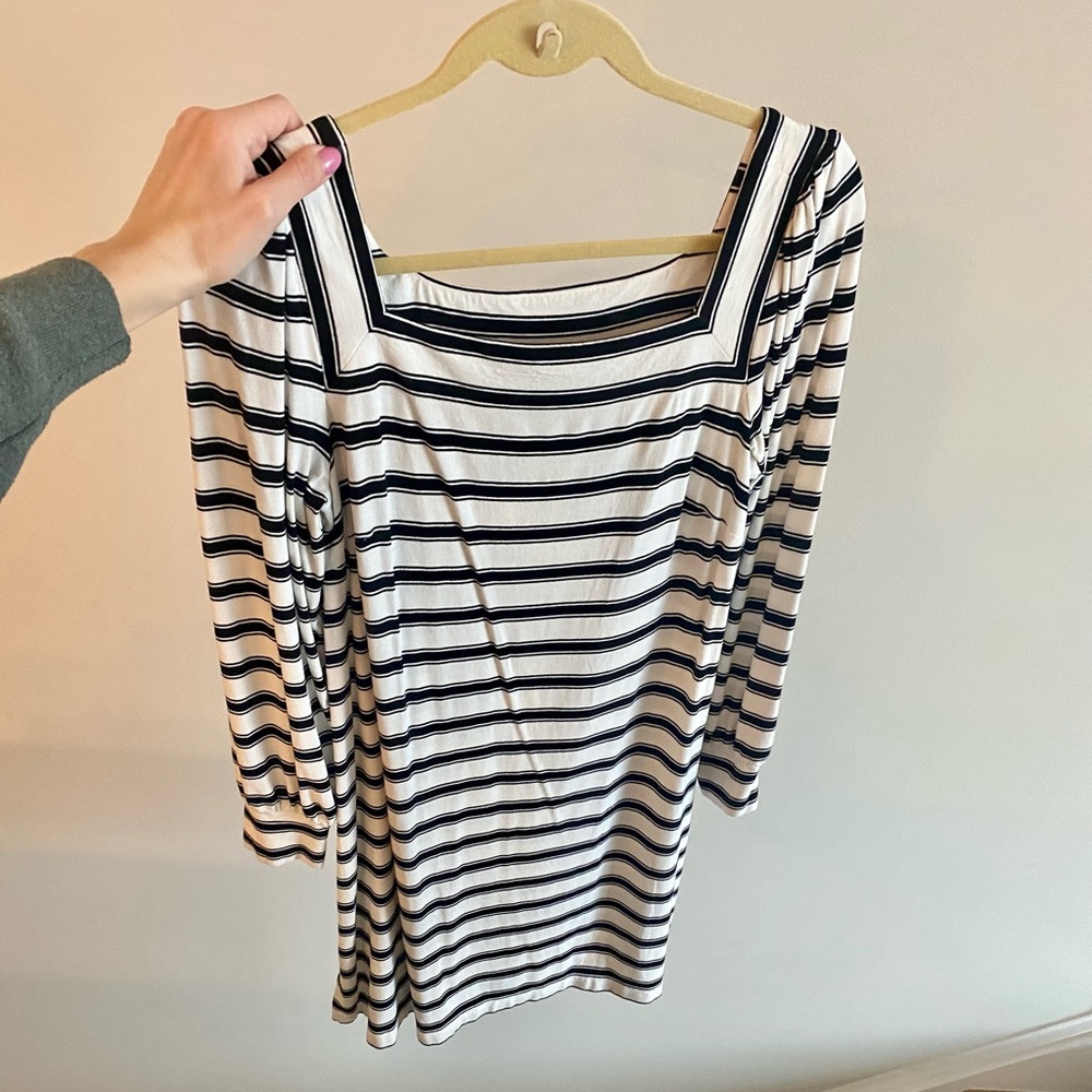 LOFT black and white striped dress